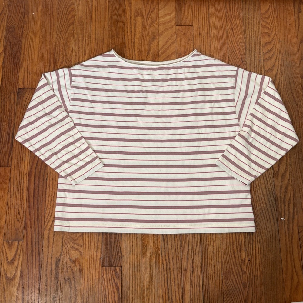 Citizens of Humanity Striped Boat Neck Boxy Long Sleeve Top Cream NWOT